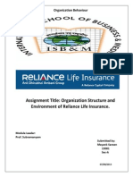 Assignment Title: Organization Structure and Environment of Reliance Life Insurance