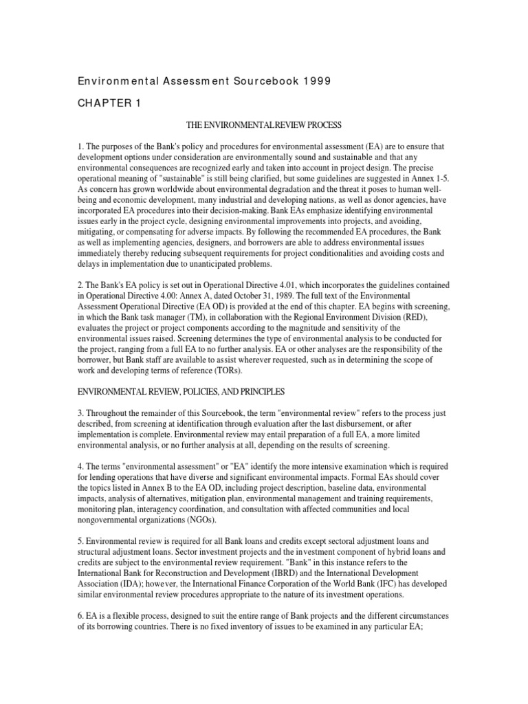 Environmental Assessment Sourcebook 1999 | PDF | Environmental Impact ...