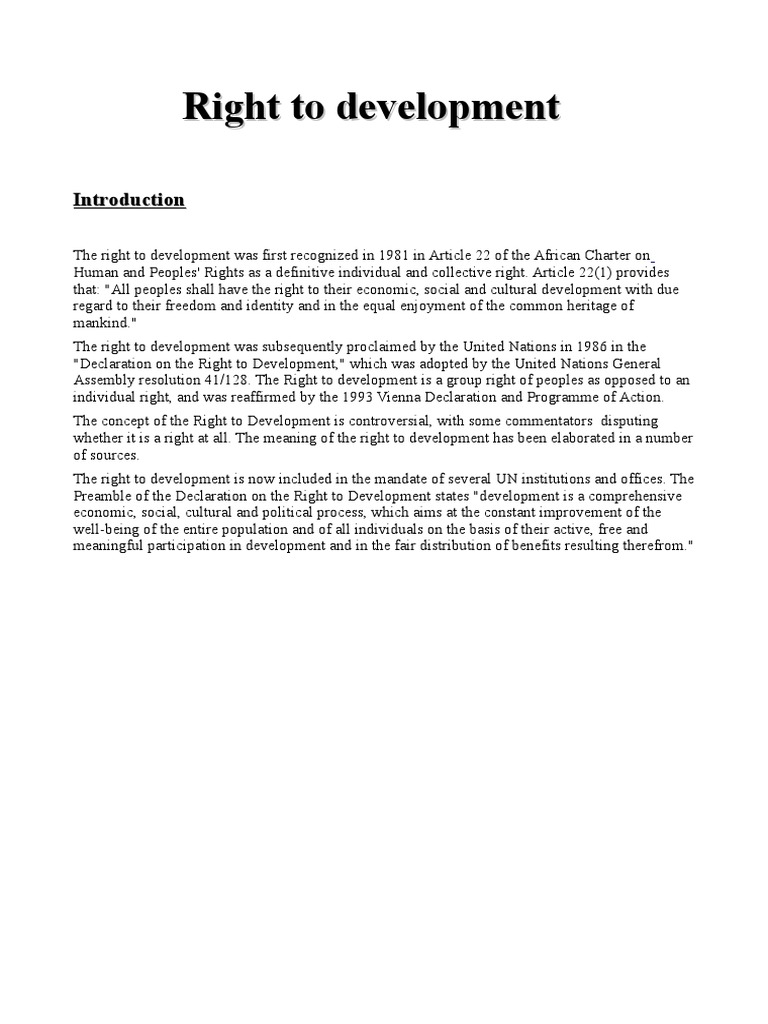Right To Development PDF | PDF | Human Rights | Virtue