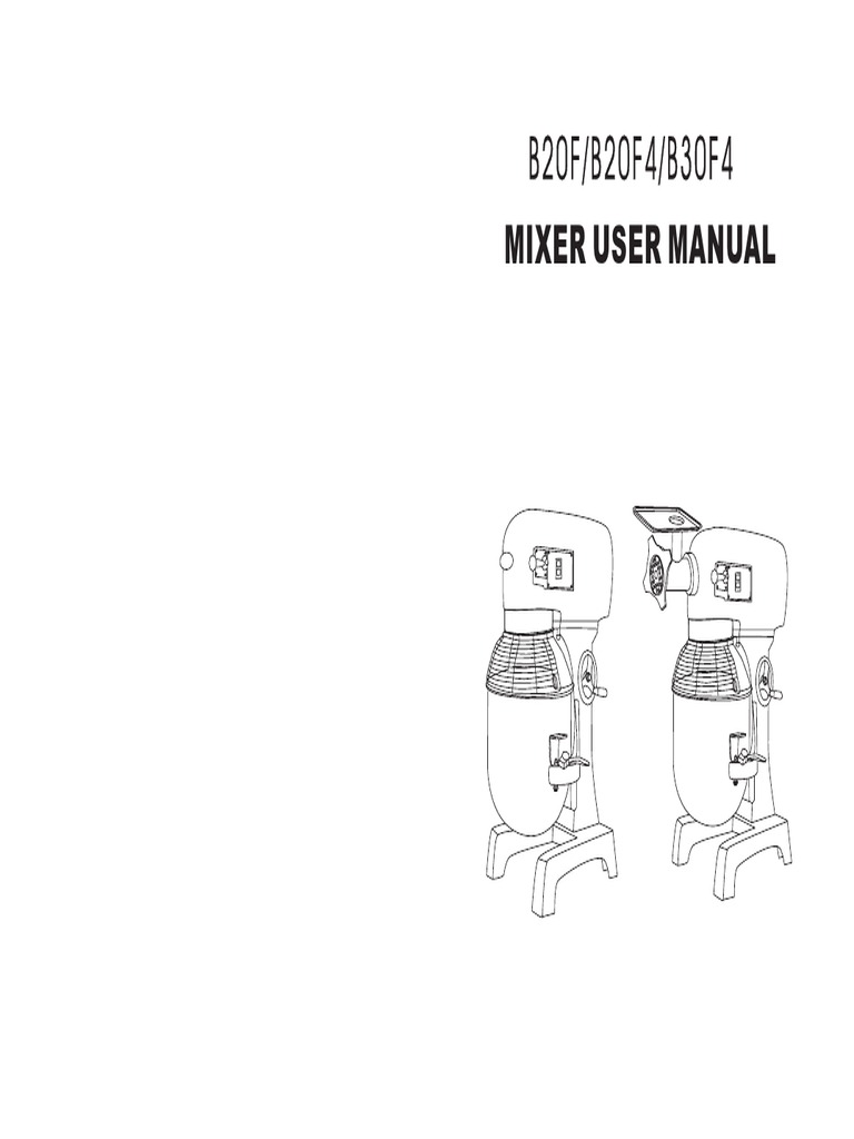 User Manual Commercial Mixer Mixer With Meat Grinder Attachment 20 Liters Ce Gear