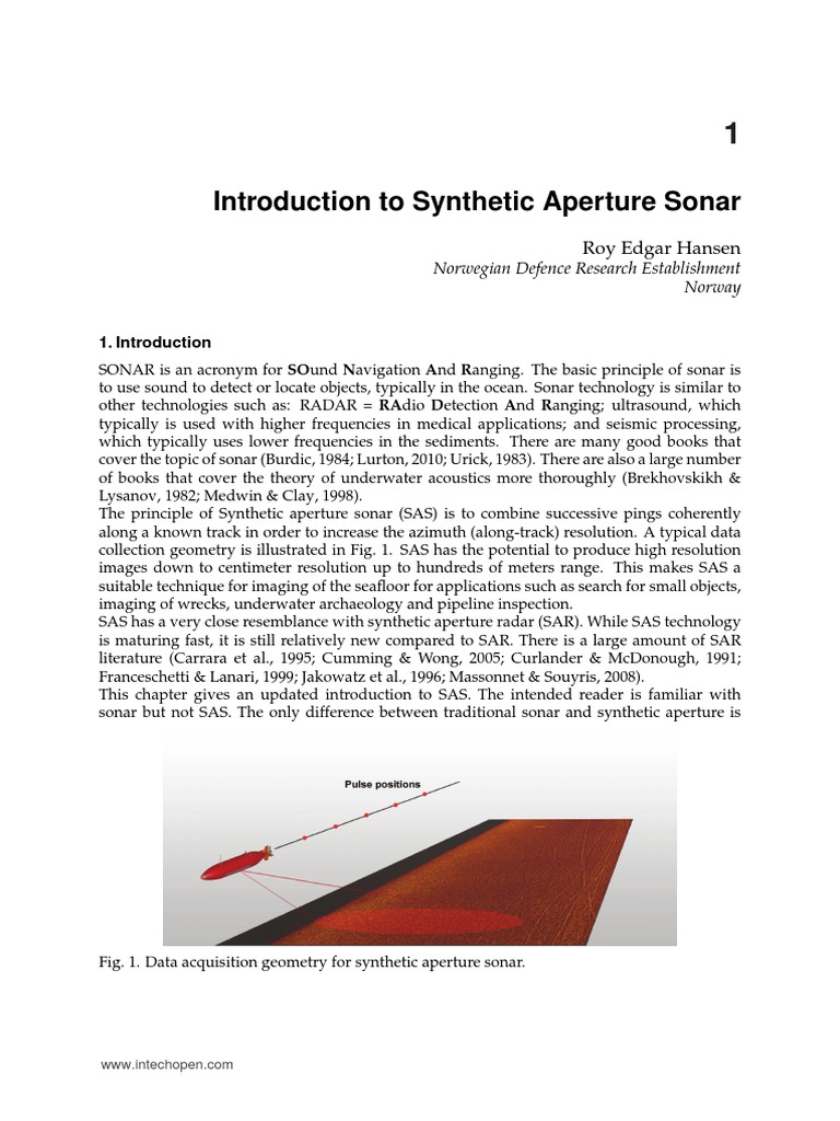 Introduction to Synthetic Aperture Sonar | PDF | Sonar | Angular Resolution