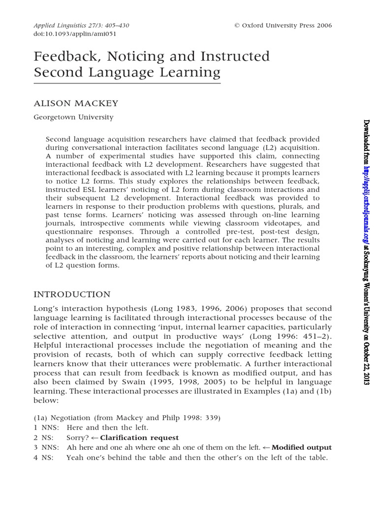 Applied Linguistics-2006-Mackey-405-30 PDF | PDF | Second Language ...