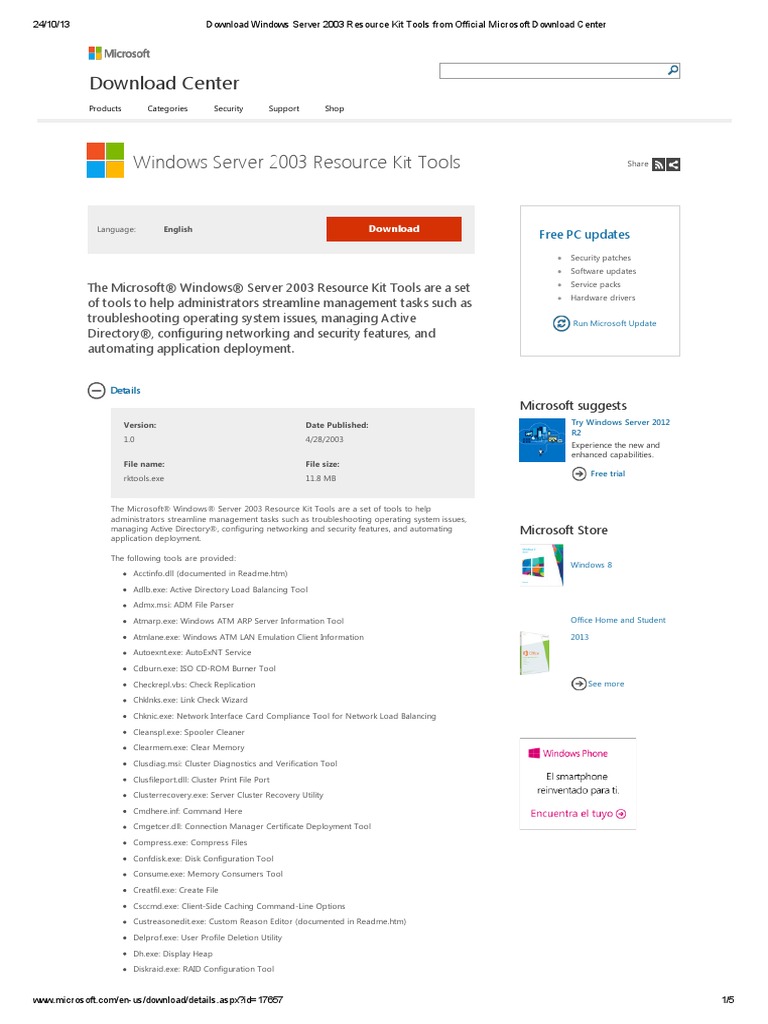 Windows Server 2003 Resource Kit Tools Windows Server 2003 Microsoft Windows