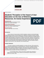 Students' Perception of the Impact of User Education on the Use of Reference