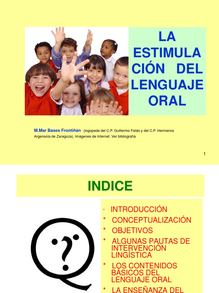 Estimulación del Lenguaje Oral en Niños | PDF | Palabra | Comunicación