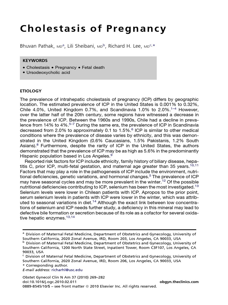 Cholestasis of Pregnancy PDF Preterm Birth Fetus