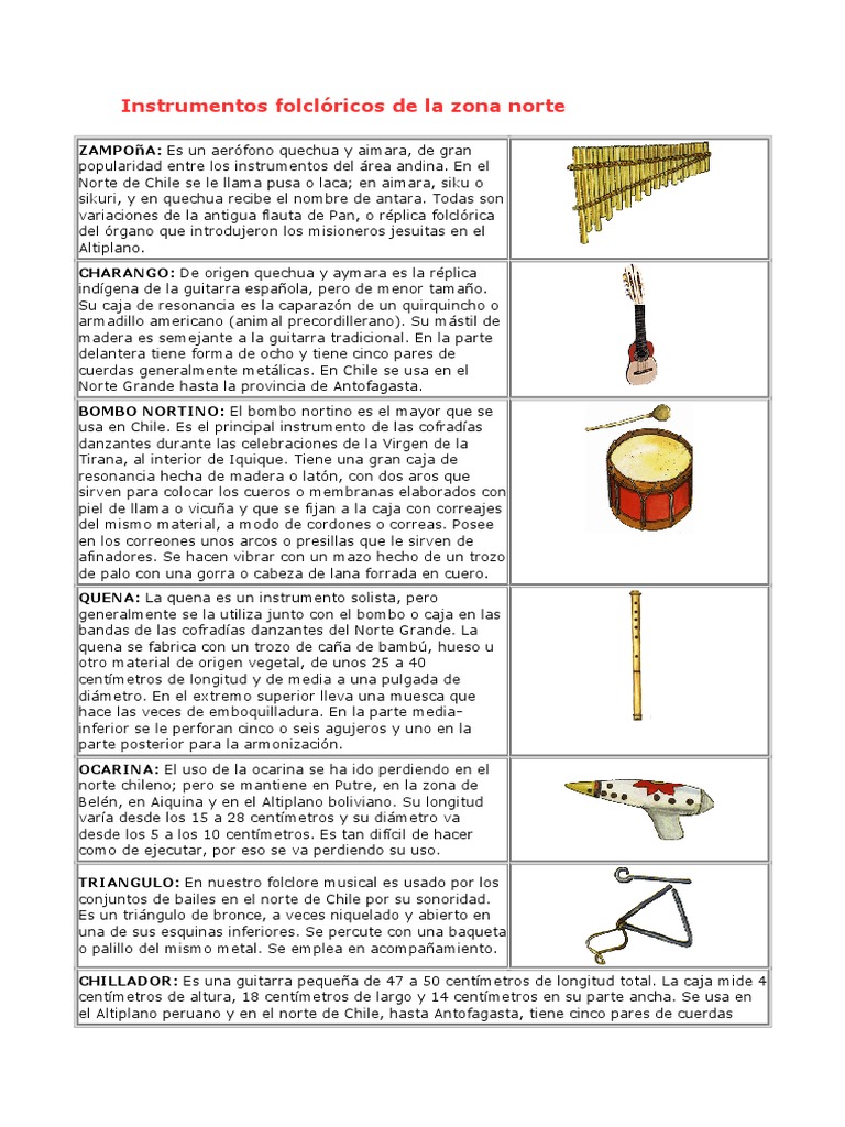 Instrumentos Folclóricos de La Zona Norte PDF Flauta Guitarras