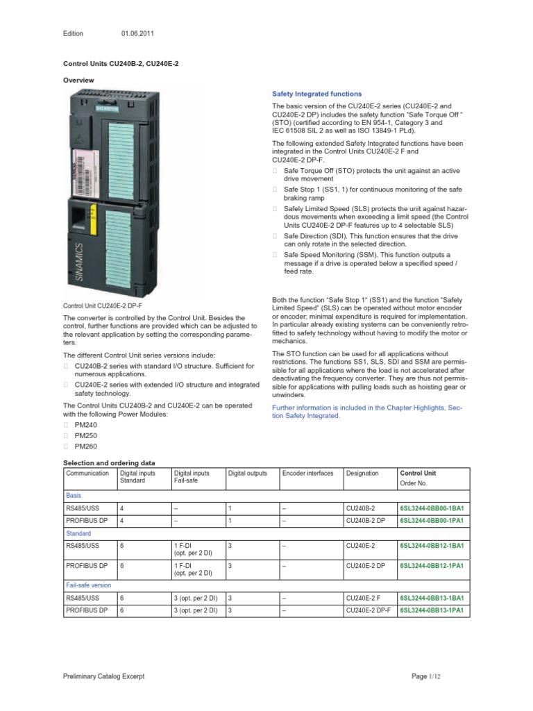 CU240E-2 Control Unit Overview | PDF | Relay | Power Supply