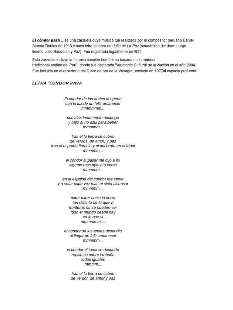 El Cóndor Pasa PDF Propiedad Urbano