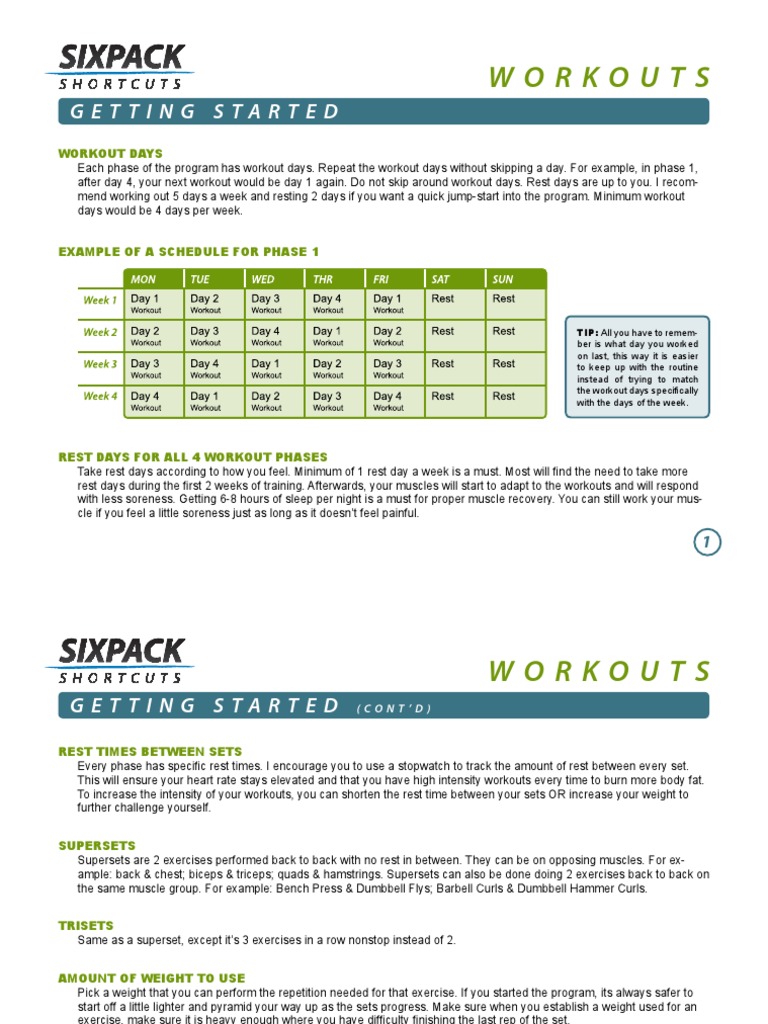 Six Pack Shortcuts Workout Guide | PDF | Physical Exercise | Management ...
