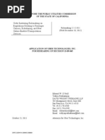 R.12-12-011 - Uber Application for Rehearing of Decision 13-09-045.pdf