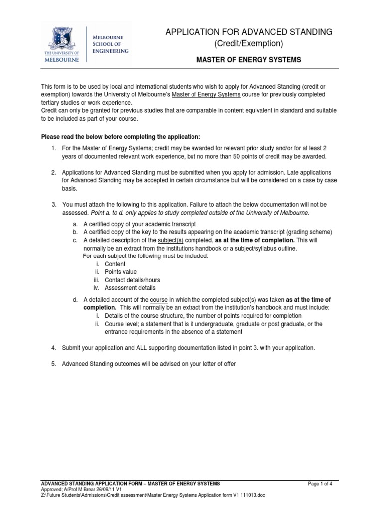 Energy Systems Credit Form | PDF | Postgraduate Education 