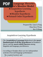 Krashen's Monitor Model (Acquisition Learning, Monitor, Natural Order)