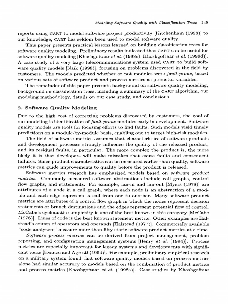 Modeling Software Quality With Classification Trees 249 | PDF ...