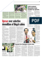 TheSun 2009-07-29 Page11 Uproar Over Selectove Demolition of Illegal Cabins