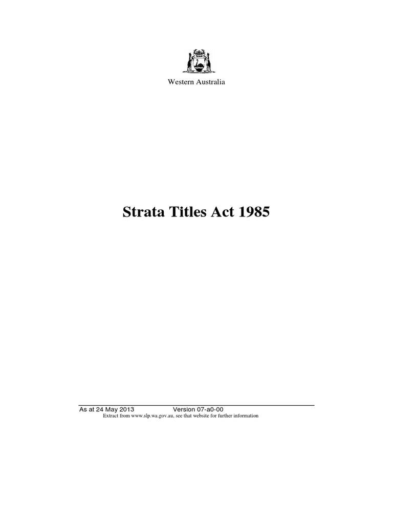 Strata Titles Act 1985 PDF Easement Insurance
