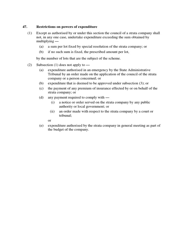 Strata Company Expenditure Restrictions | PDF | Finance & Money Management
