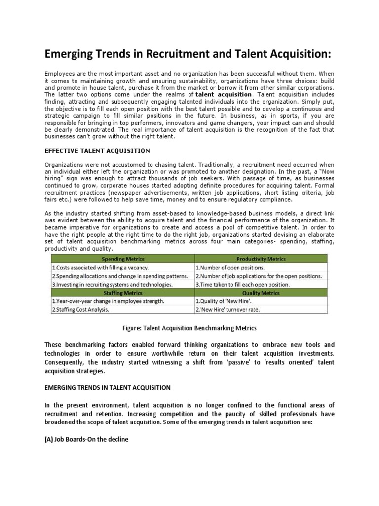 Emerging Trends in Talent Acquisition | PDF | Recruitment | Mergers And ...