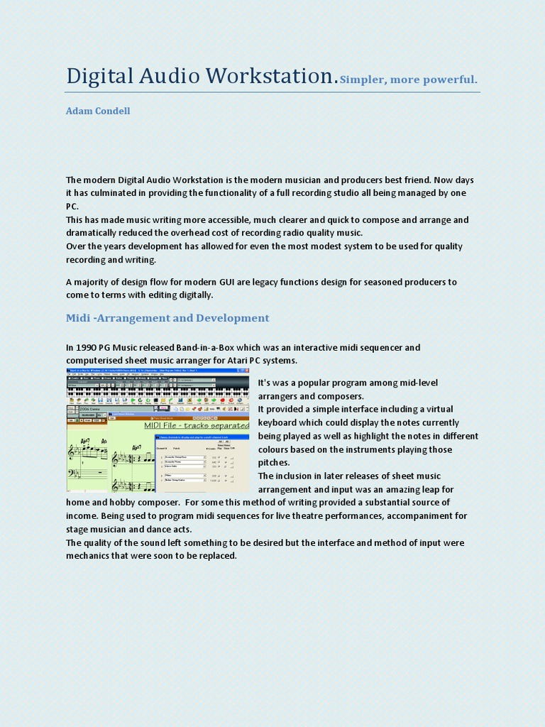 Digital Audio Workstation History PDF Graphical User Interfaces