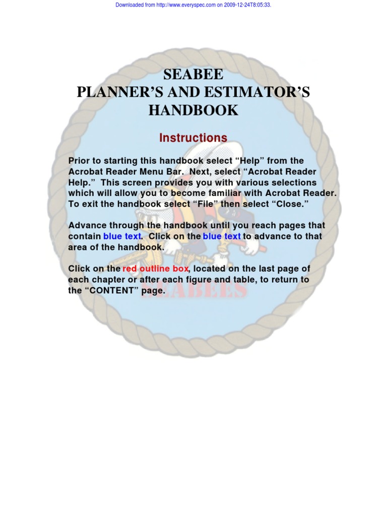 Seabee Planner'S and Estimator'S Handbook: Instructions | PDF ...