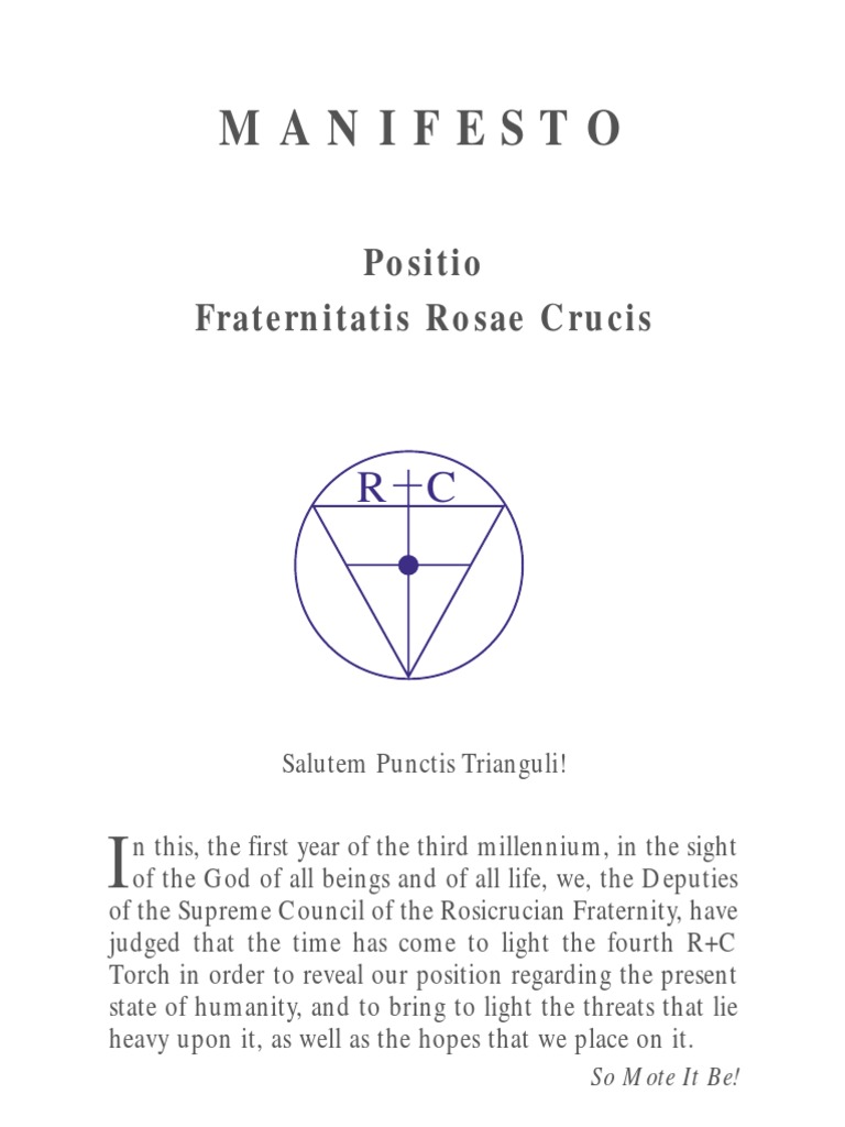 Manifesto Positio Fraternitatis Rosae Crucis PDF Human