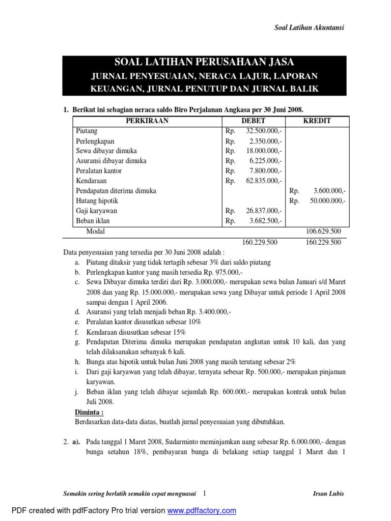 Soal Latihan Neraca Lajur Doc