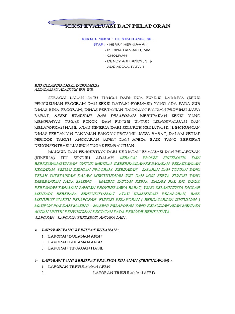 Contoh Laporan Kinerja