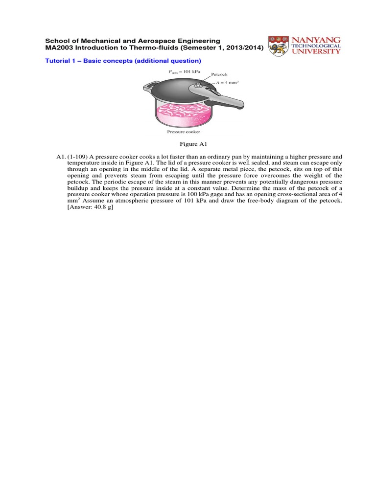 Pressure Cooker Petcock Mass Calculation | PDF | Science & Mathematics