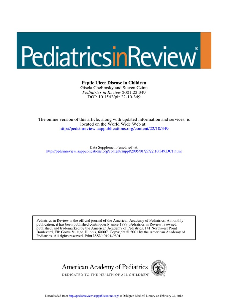 Peptic Ulcer Disease in Children PDF | PDF | Indigestion | Peptic Ulcer