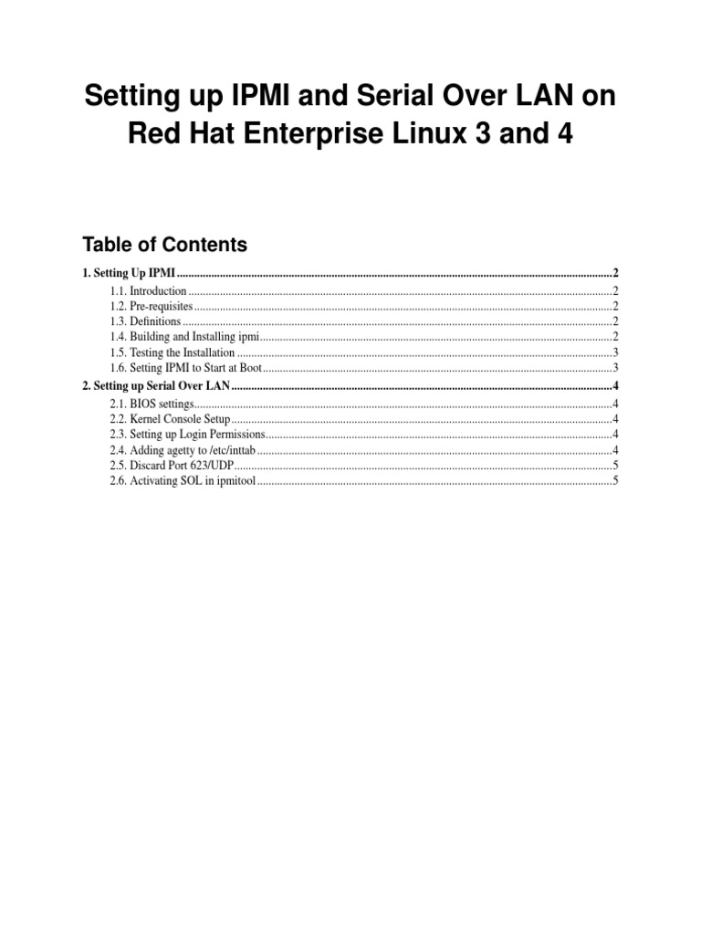 Setting Up IPMI and Serial Over LAN On Red Hat Enterprise Linux 3 and 4