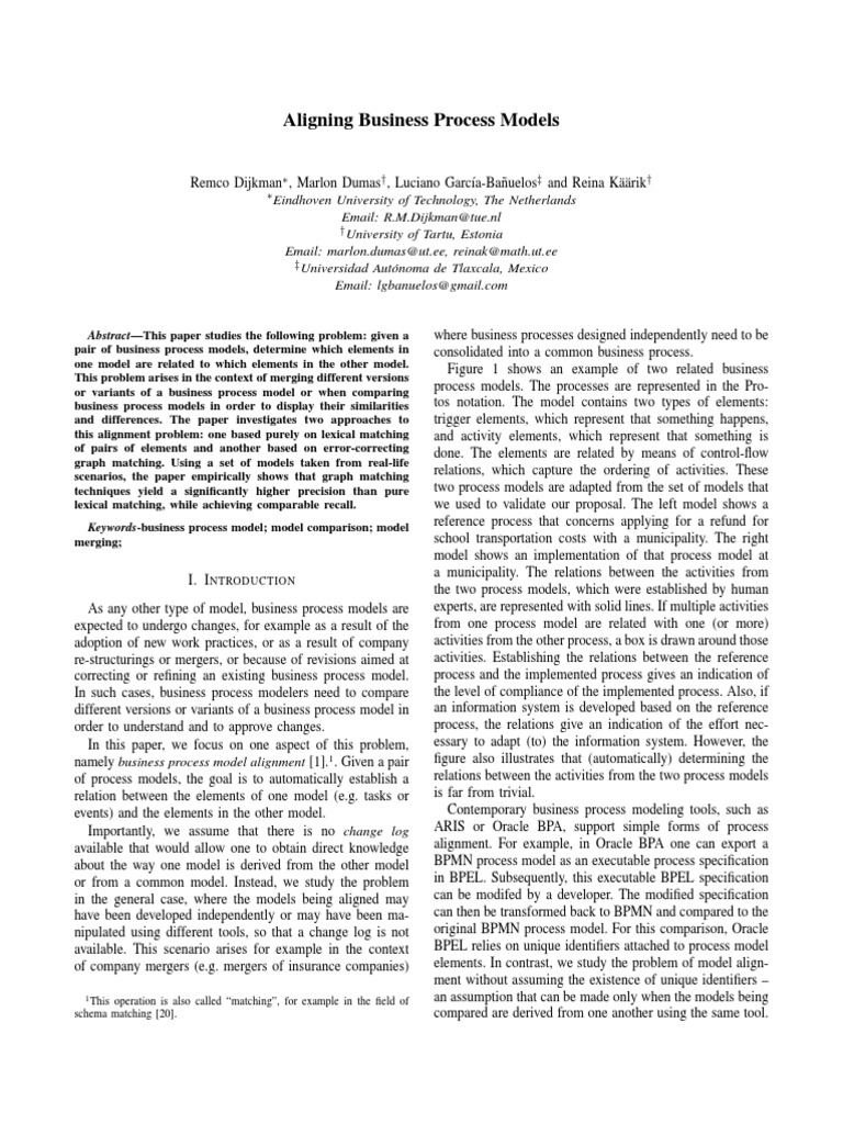 Aligning Business Process Models | PDF | Conceptual Model | Business ...