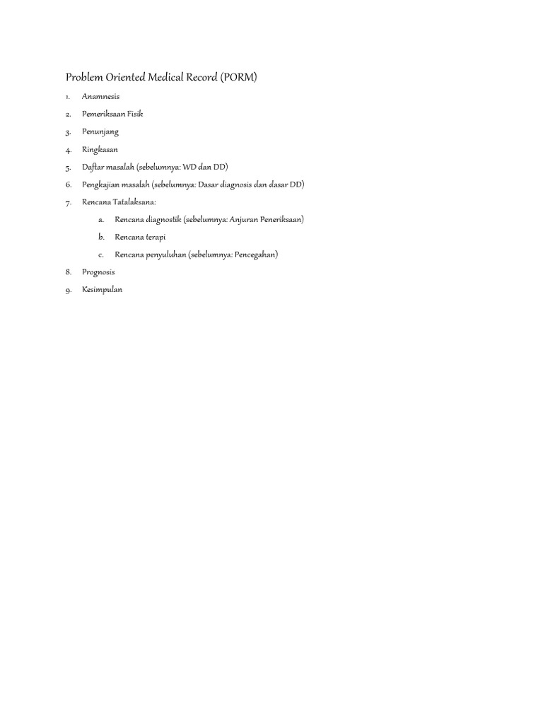 Problem Oriented Medical Record | PDF | Pengembangan Diri