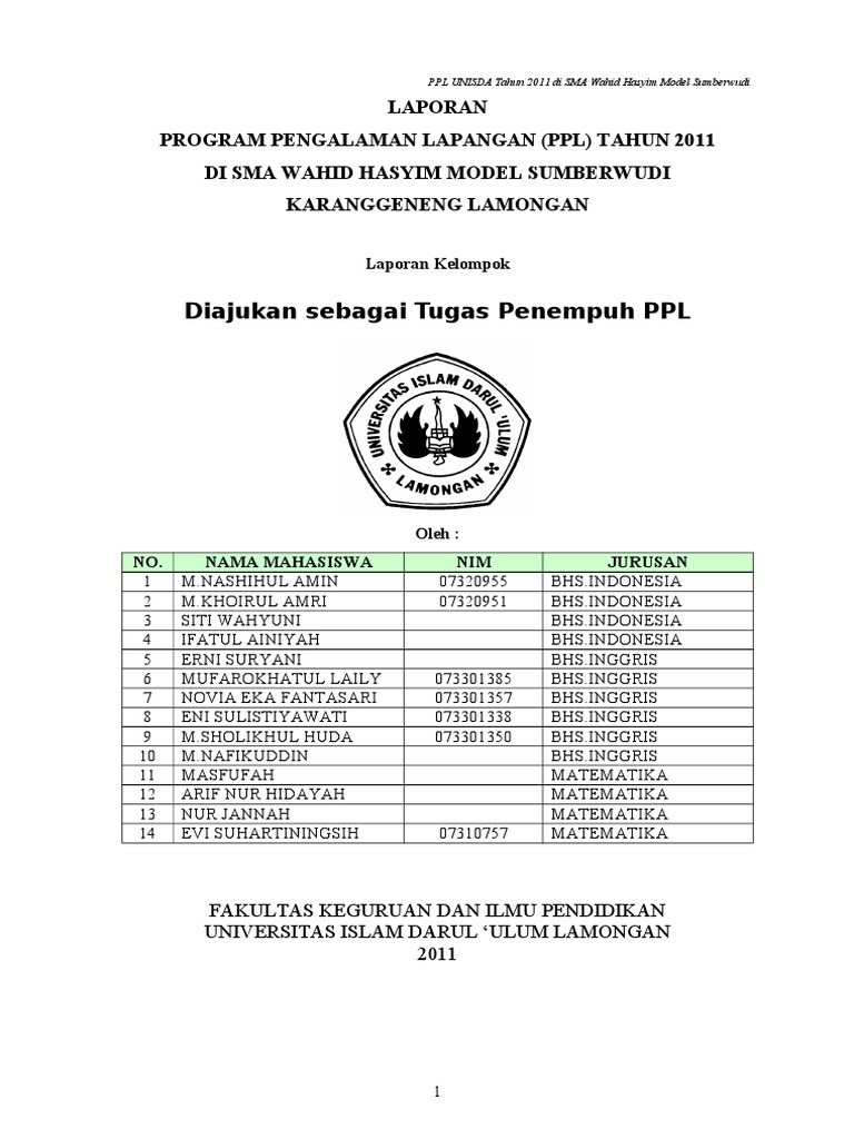 contoh laporan kelompok ppl.doc