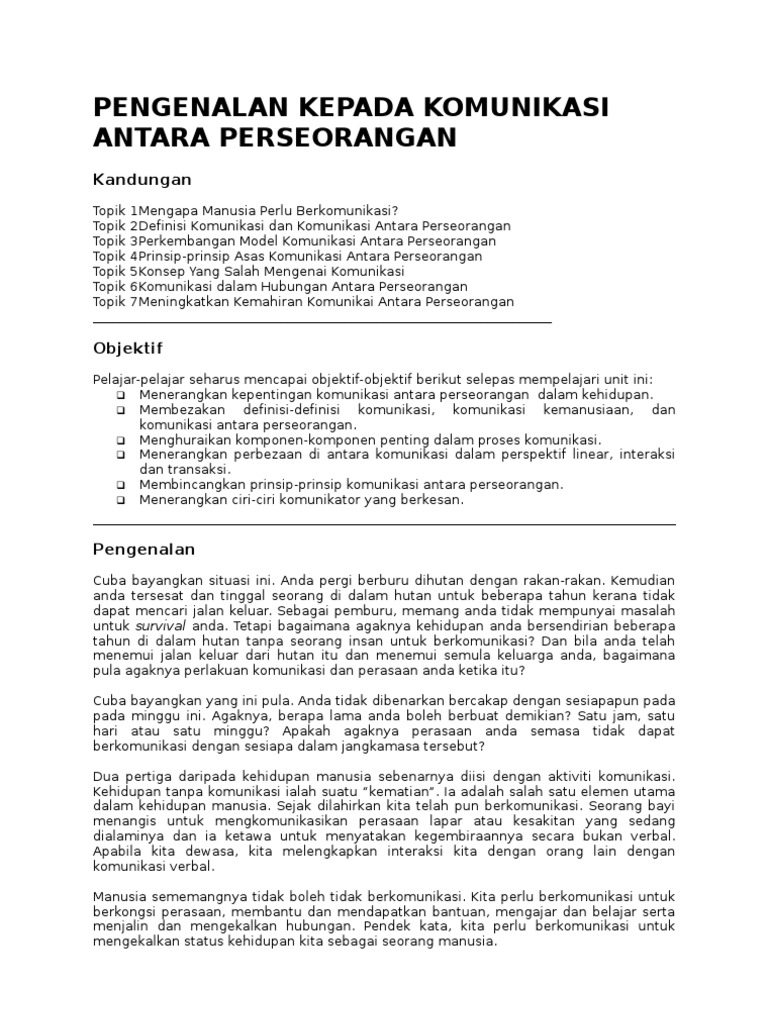 Komunikasi Antara Perseorangan Pdf