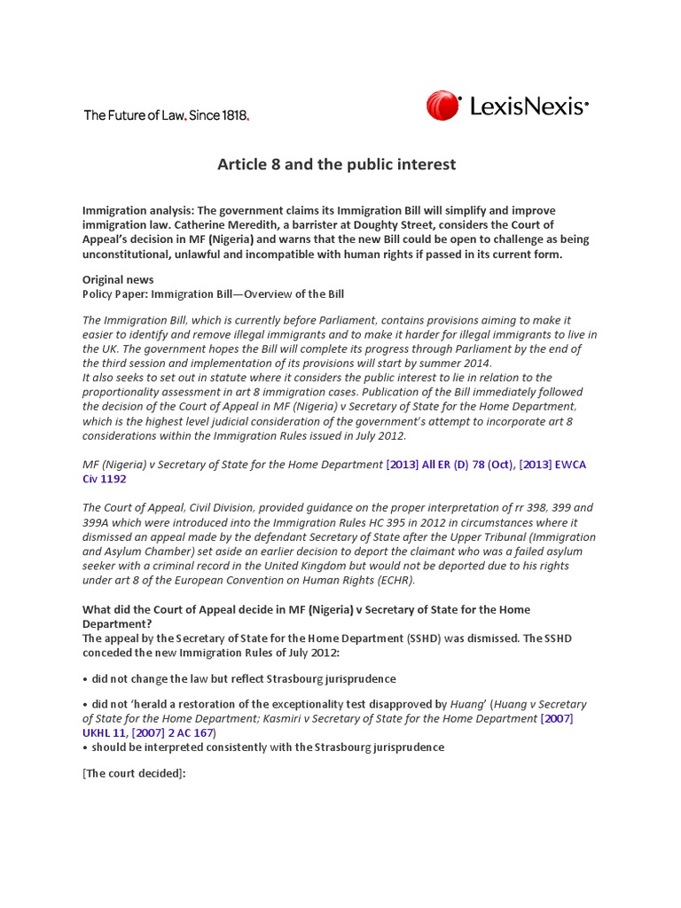 Article 8 and The Public Interest | PDF | European Convention On Human ...