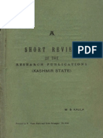 A Short Review of The Research Publications (Kashmir State) - M.S. Kaula PDF