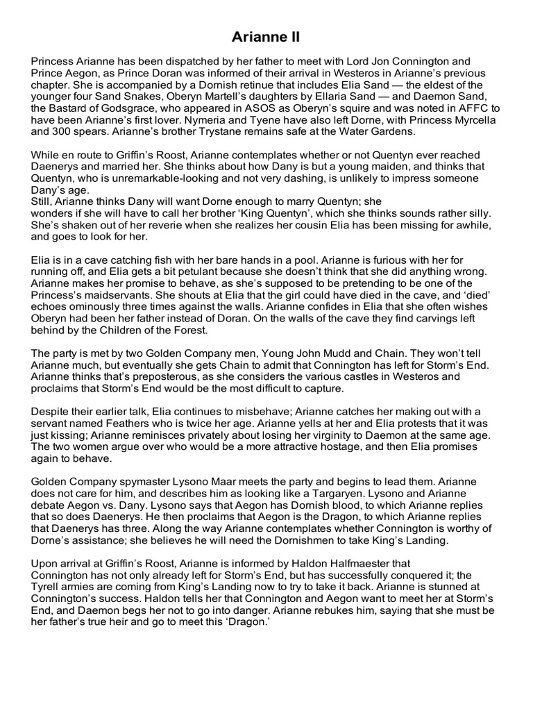 Arianne II (Summary) The Winds of Winter PDF World Of A Song Of