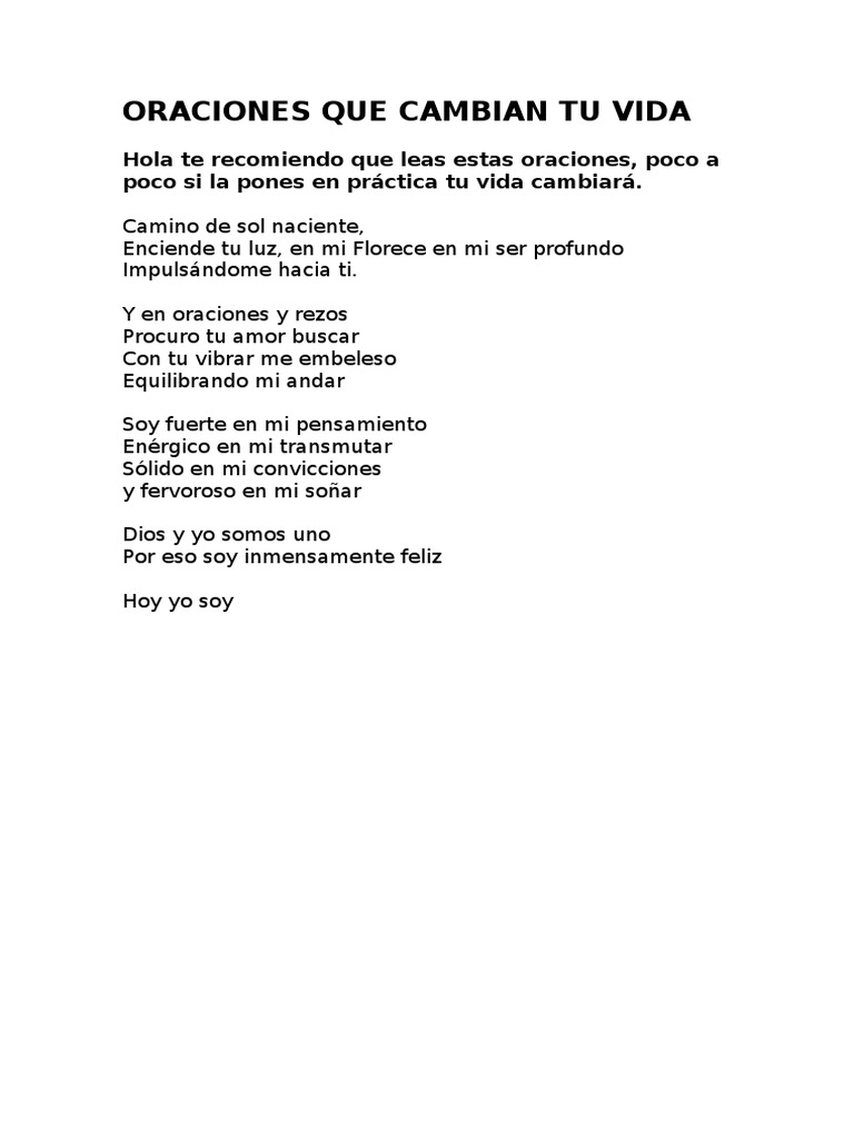 Oraciones para transformar tu vida | PDF | Ligero | Amor
