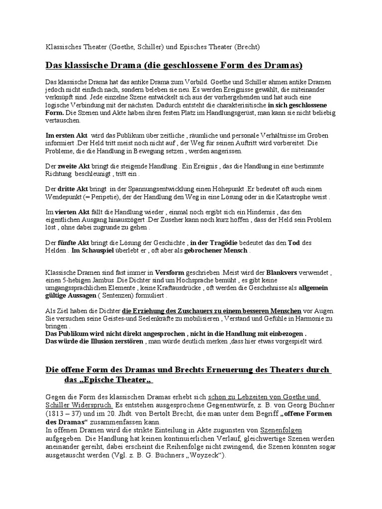 Klassisches Theater Vs Episches Theater 1 Doc
