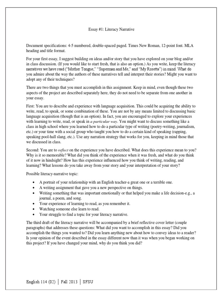 How to start a narrative essay picture