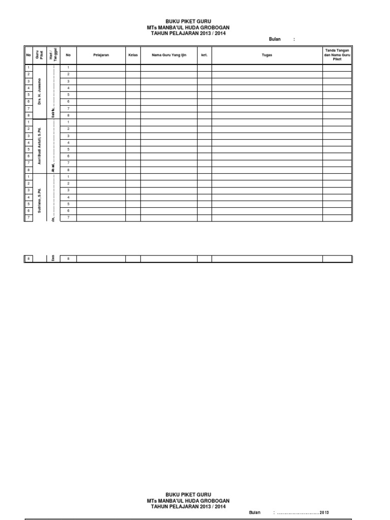 Jurnal Guru Piket 1 Pdf