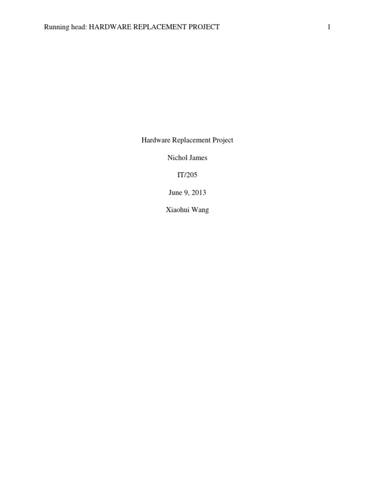Hardware Replacement Project PDF Project Management Business