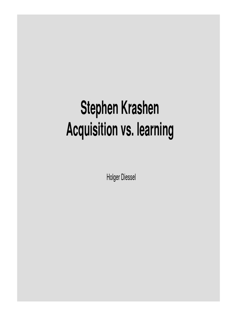 Krashen's Acquisition vs. Learning Theory | PDF | Second Language ...