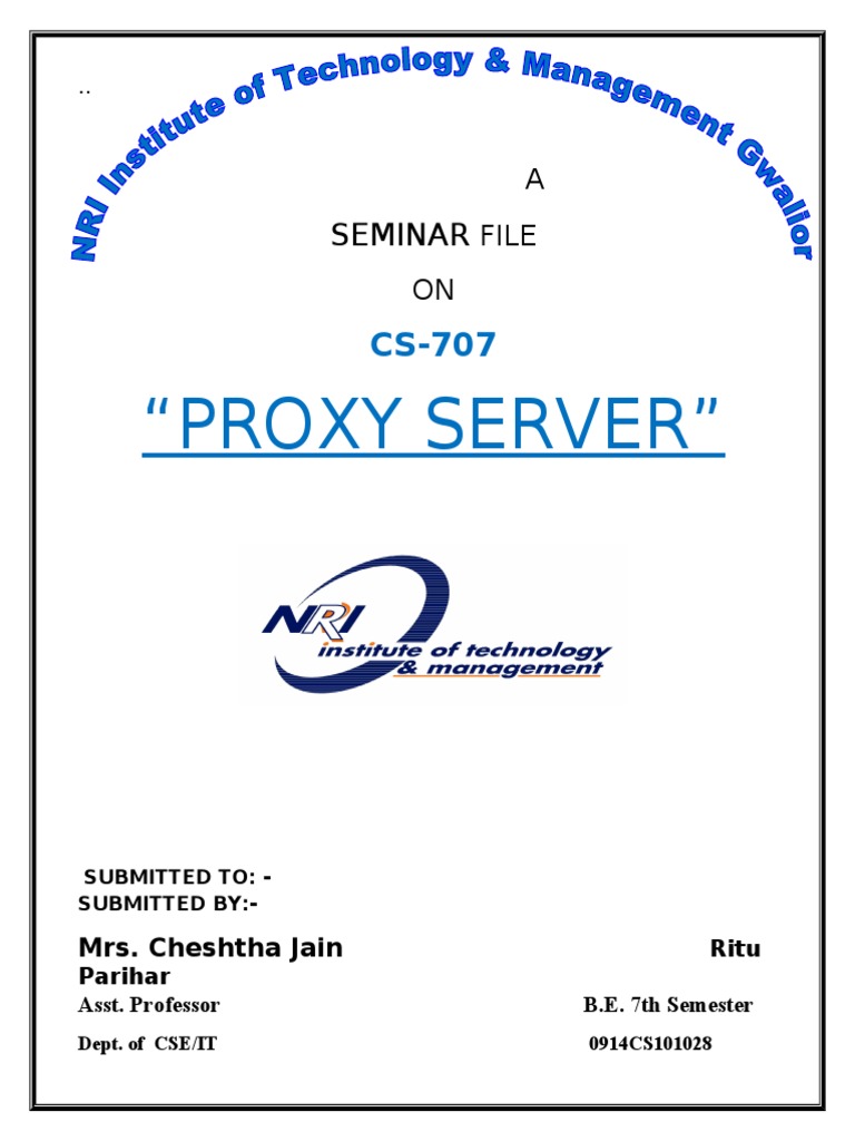 Seminar on Proxy Server (CS-707) | PDF