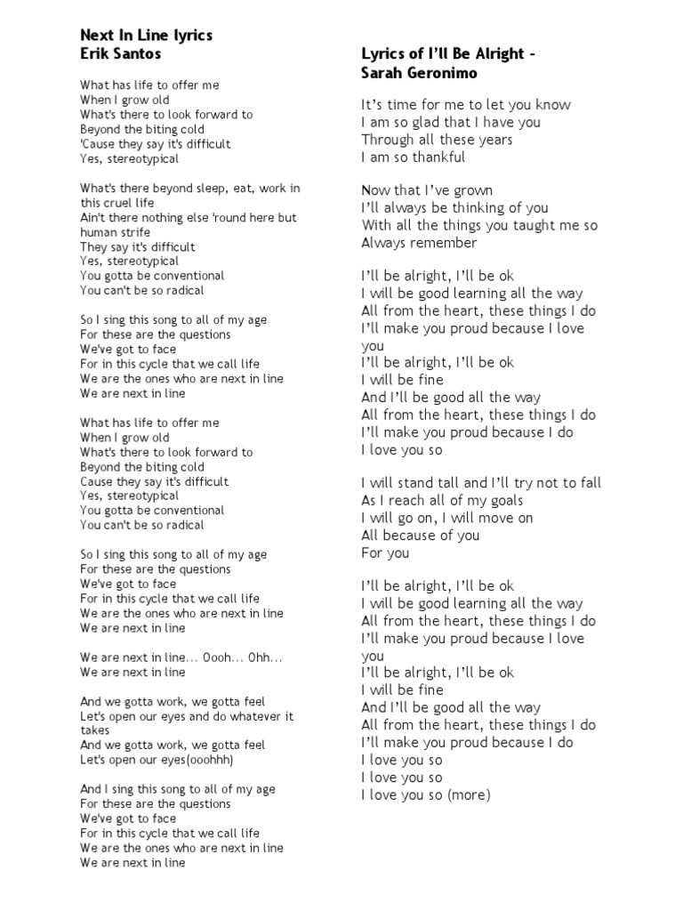 Next In Line lyrics graduate song.doc