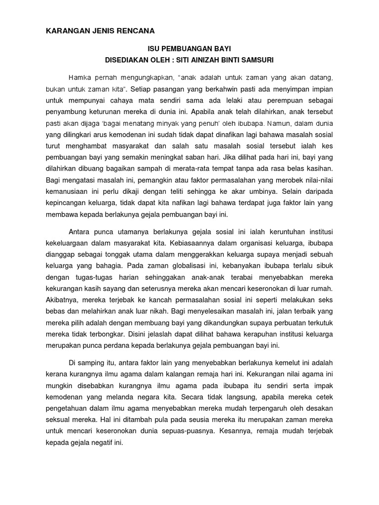KARANGAN JENIS RENCANA ISU PEMBUANGAN BAYI.docx