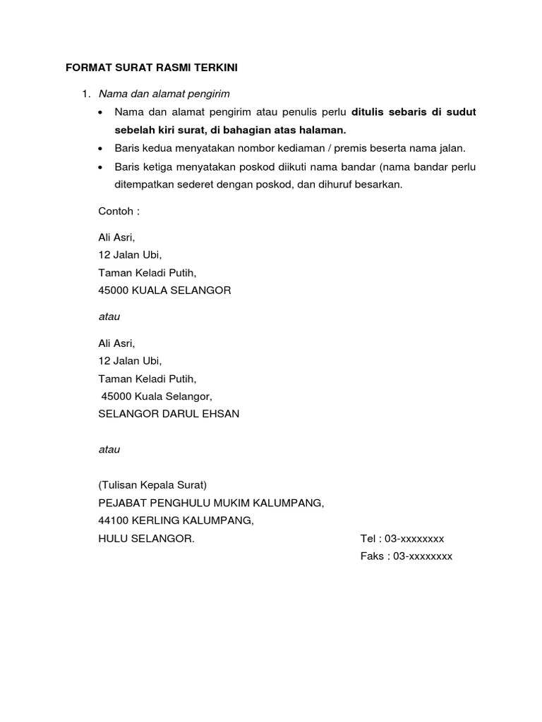 Format Surat Rasmi Terkini Pdf