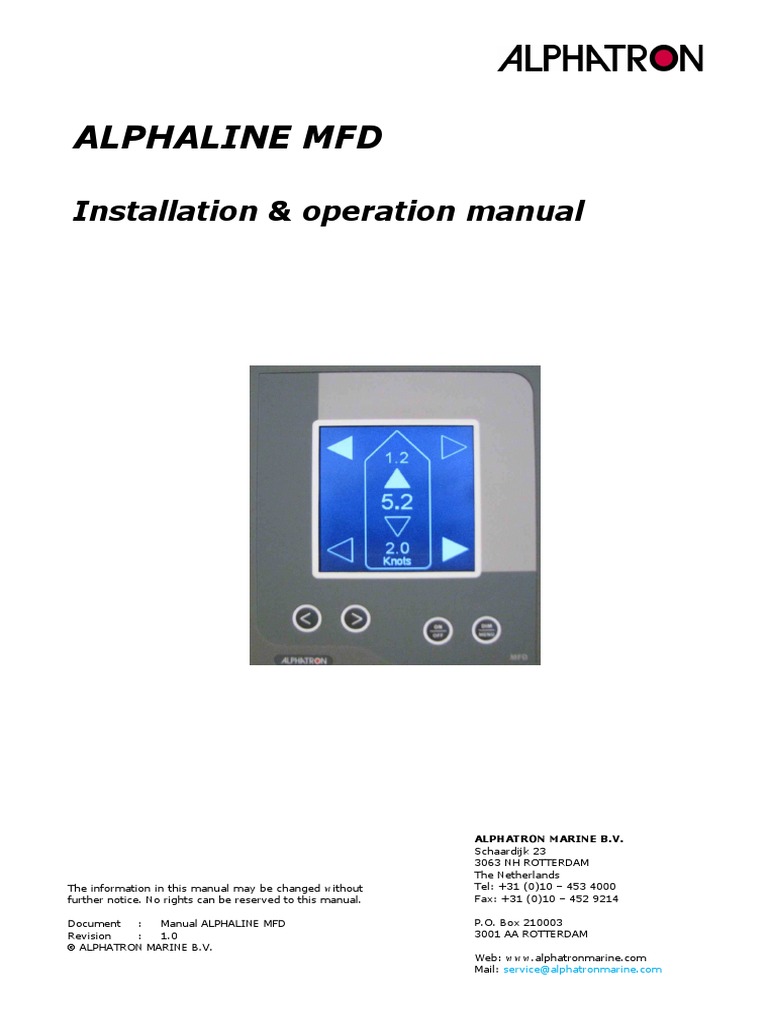 Installation & Operation Manual ALPHALINE MFD v1.0 A4 ENG PDF | PDF ...
