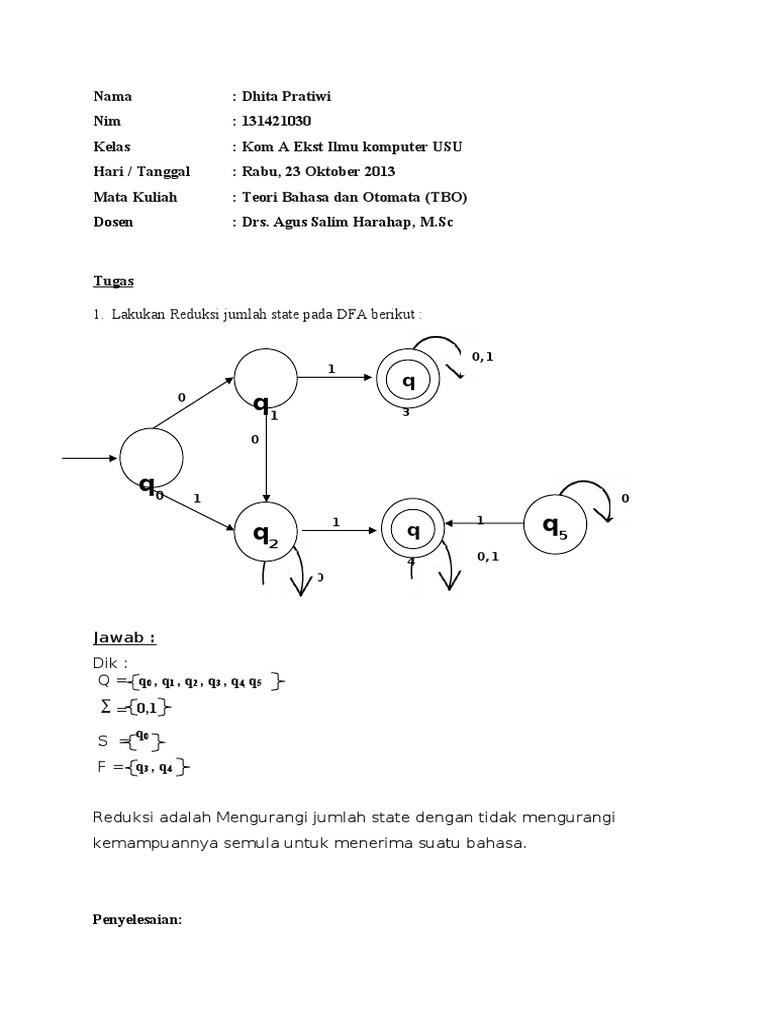 Contoh Soal Dan Jawaban Teori Bahasa Dan Automata Contoh