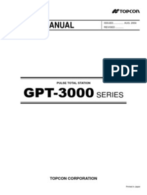 TOPCON INSTRUCTION MANUAL PULSE TOTAL STATION GPT-3000 SERIES 